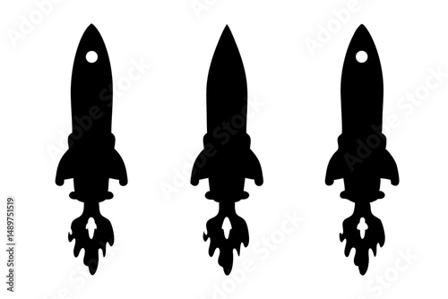 Retro Rocketship Taking Off vector illustration
