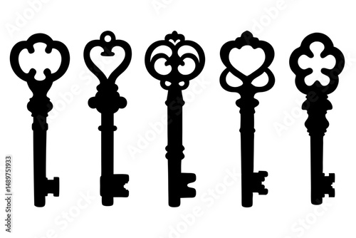 Vintage Skeleton Key Silhouette vector illustration