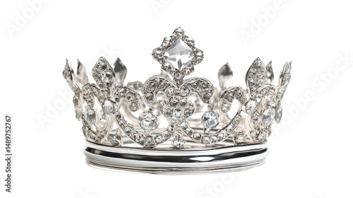 a silver crown with a diamond center