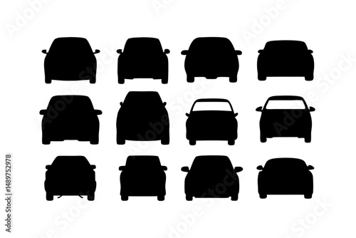 Monochrome Loaded Car Icons vector illustration