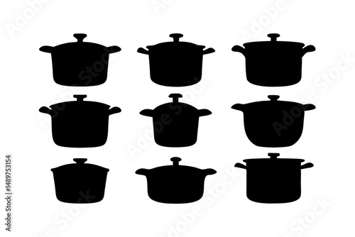 Cooking Pot with Lid Outline Illustration vector illustration