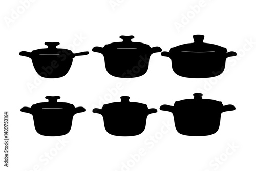Cooking Pot with Lid Outline Illustration vector illustration