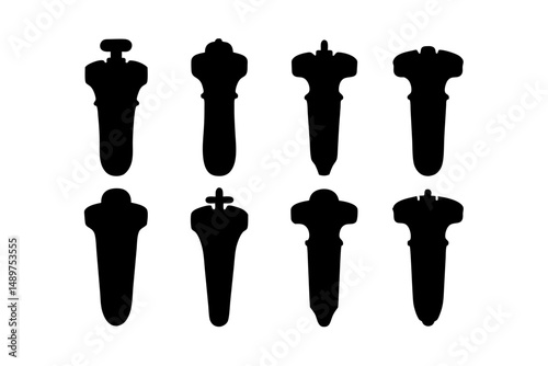 Vintage Gaming Controller Silhouette Set vector illustration