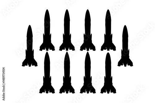 Launch Sequence Rocket Silhouette vector illustration