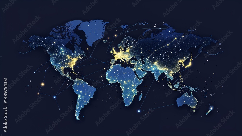 Naklejka premium Star constellation map glowing in the dark on plain dark background
