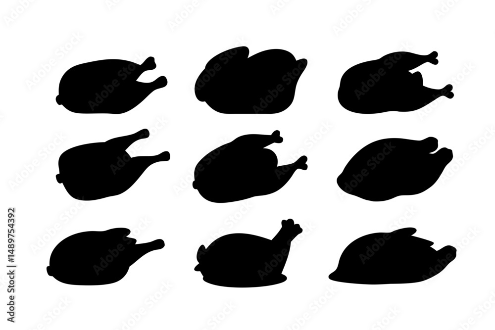 Fototapeta premium Smoked Poultry Silhouette for Culinary Art vector illustration