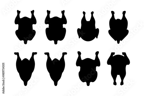 Roasted Chicken Silhouette for Culinary Designs vector illustration