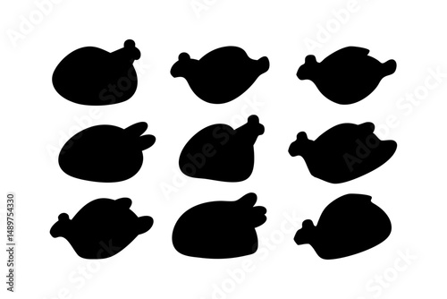 Whole Roasted Bird Silhouette for Menu Icons vector illustration