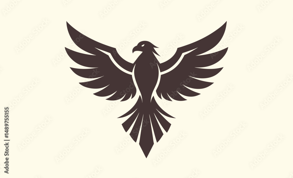 Naklejka premium Eagle bird silhouette, Eagle vector illustration, Eagle graphic outline, Flying eagle shape, Eagle profile art 