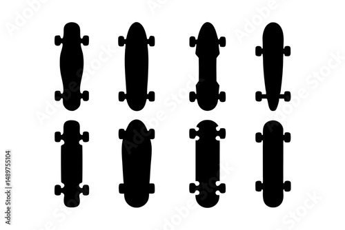 Minimalist Skateboard Silhouette for Logo Design vector illustration
