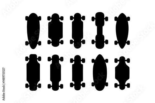 Modern Skateboard Silhouette for Youth Marketing vector illustration