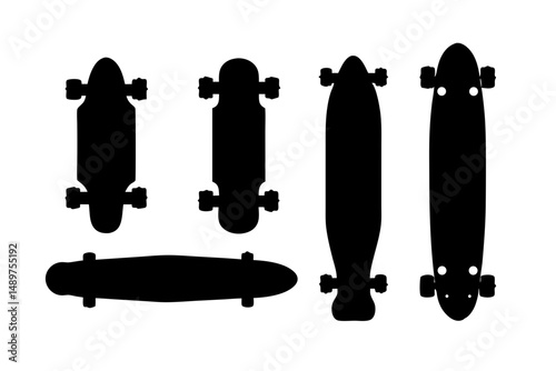 Detailed Skateboard Silhouette for Product Illustrations vector illustration
