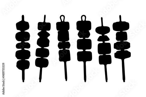 Pork Skewers Silhouette for Asian Cuisine Themes vector illustration