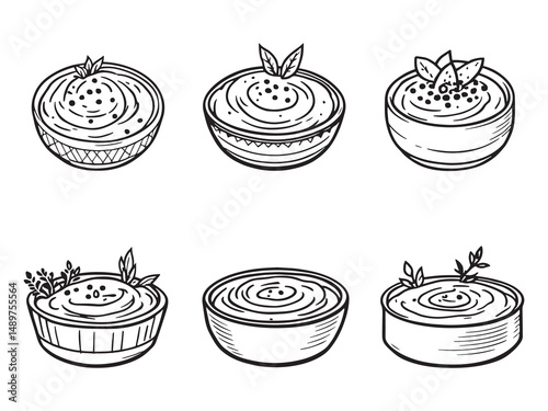 Hummus line art vector illustration
