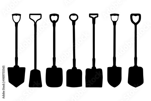 Snow Shovel Silhouette for Winter Equipment Designs vector illustration