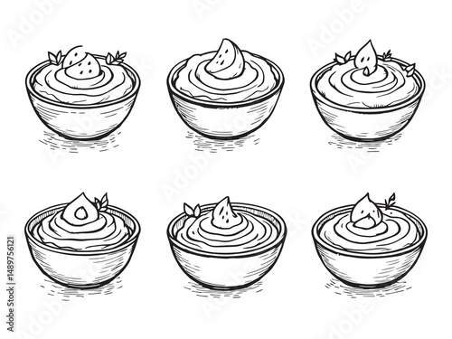 Hummus line art vector illustration
