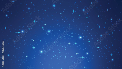 starry night sky with shiny stars. landscape cartoon background scene