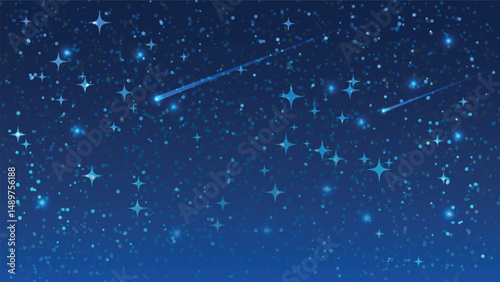 stars in blue night sky background. landscape cartoon scene