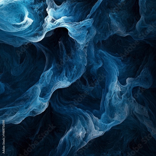Abstract Blue Texture with Dynamic Swirls and High Resolution