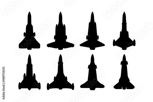 Decorative Spaceship Silhouette for Event Posters vector illustration