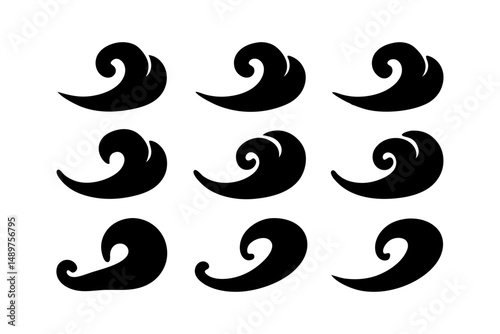 Ocean Wave Silhouette for Coastal Designs vector illustration  