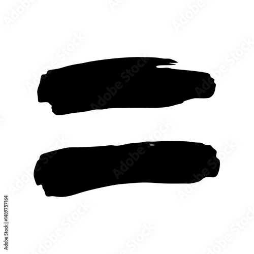 Abstract black ink with horizontal oval strokes vector illustration