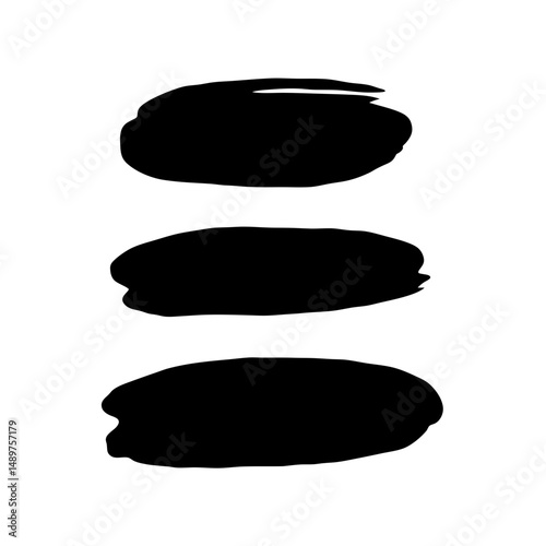 Abstract black ink with horizontal oval strokes vector illustration