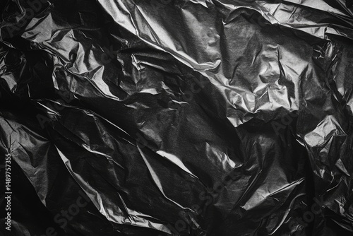 Wrinkled black plastic sheet texture