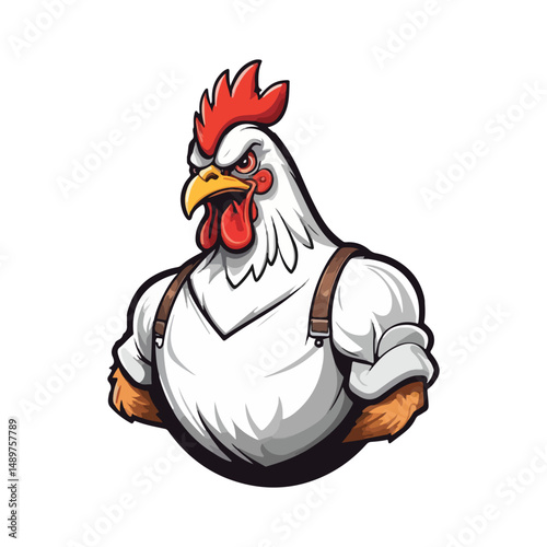 vector illustration of a mascot cartoon chicken rooster