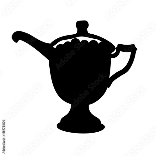 Cooking pot filled to the brim silhouette vector illustration