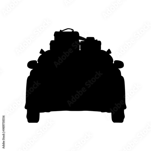 Heavily loaded car silhouette vector illustration