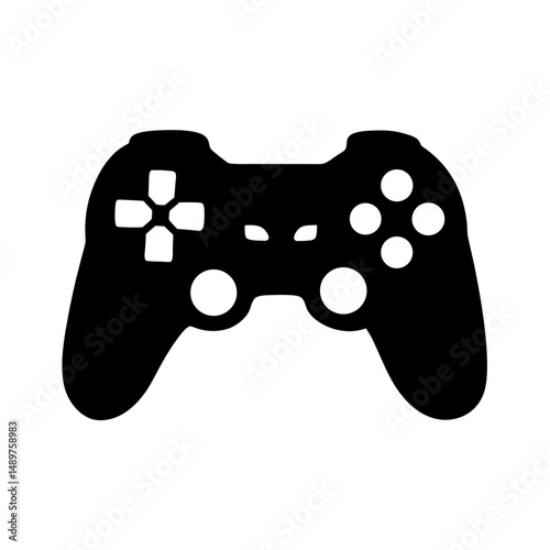 Monochrome classic joystick game controller silhouette vector illustration