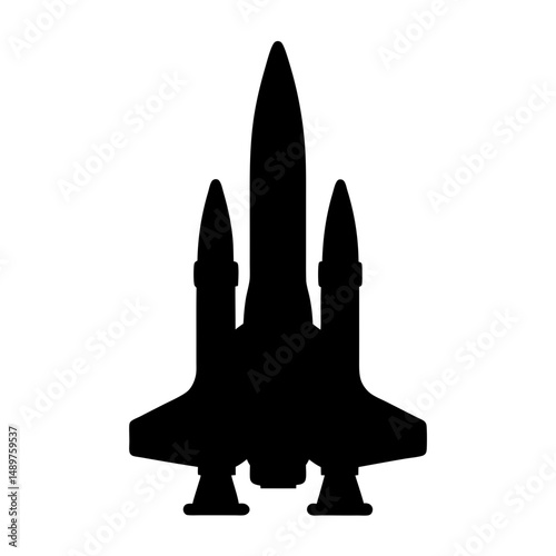 Powerful rocket ready for takeoff silhouette vector illustration