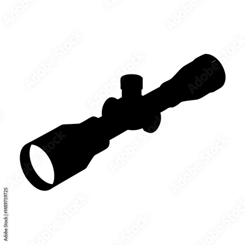 Rifle scope with adjustable magnification silhouette vector illustration