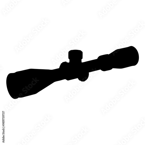 Rifle scope with adjustable magnification silhouette vector illustration