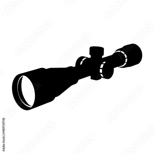 Rifle scope with adjustable magnification silhouette vector illustration