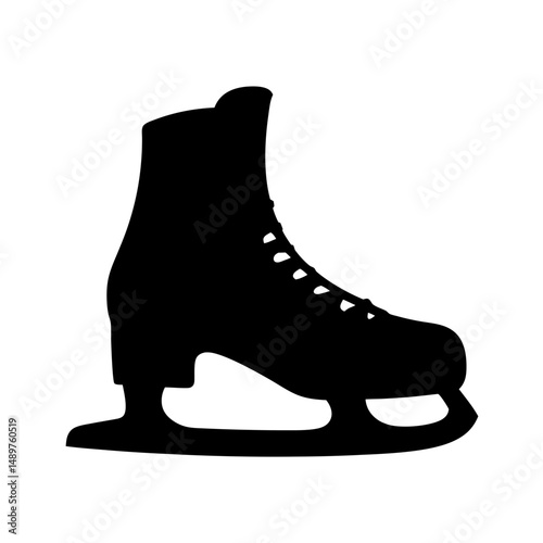 Single ice skate shoe silhouette vector illustration