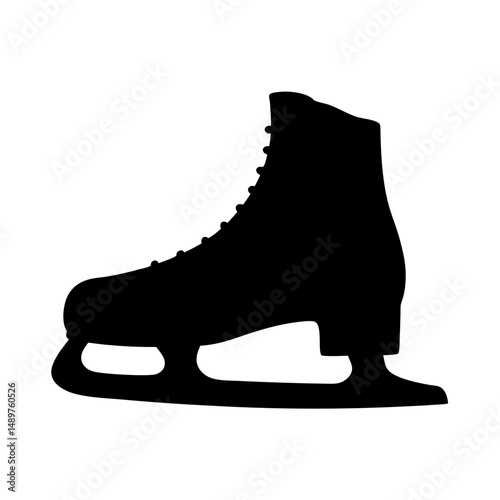 Single ice skate shoe silhouette vector illustration