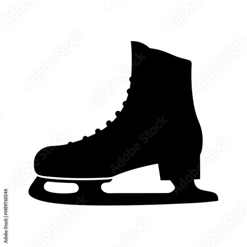 Single ice skate shoe silhouette vector illustration