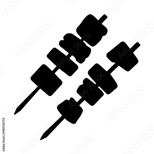 Skewers with assorted meats and vegetables ready silhouette vector illustration