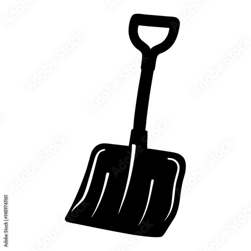 Snow shovel silhouette vector illustration