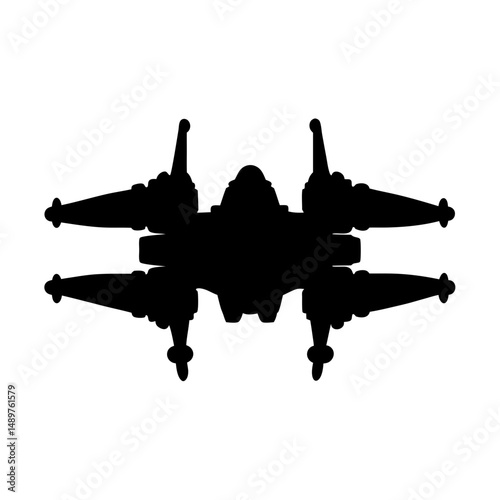 Spaceship ready for space silhouette vector illustration