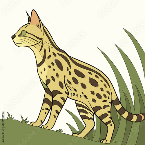 Exotic Bengal cat with a striking spotted coat, perfect for wildlife and pet art projects.