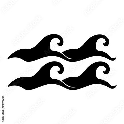 Stylized ocean waves silhouette vector illustration