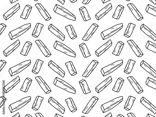 French fries simple minimalist and cute seamless pattern. Pommes frites doodle pattern. For packaging and banner design. Fry potato. Fast food design