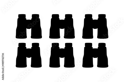 Binoculars silhouette collection for outdoor adventure and travel vector illustration