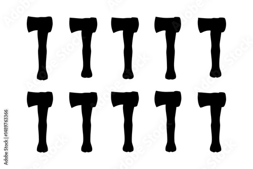 Hatchet silhouette collection for bushcraft and survival gear vector illustration