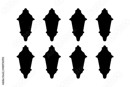 Lantern silhouette collection for camping light and outdoor gear vector illustration