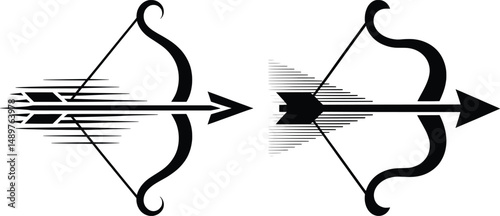 Fast Bow and Arrow Vector Illustration, Archery Speed Shot Clipart Design.