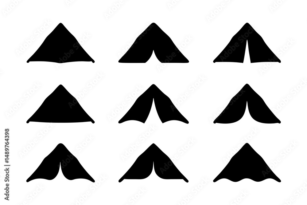 Tent silhouette collection for camping shelter and outdoor travel vector illustration Tent silhouette collection for camping shelter and outdoor travel vector illustration